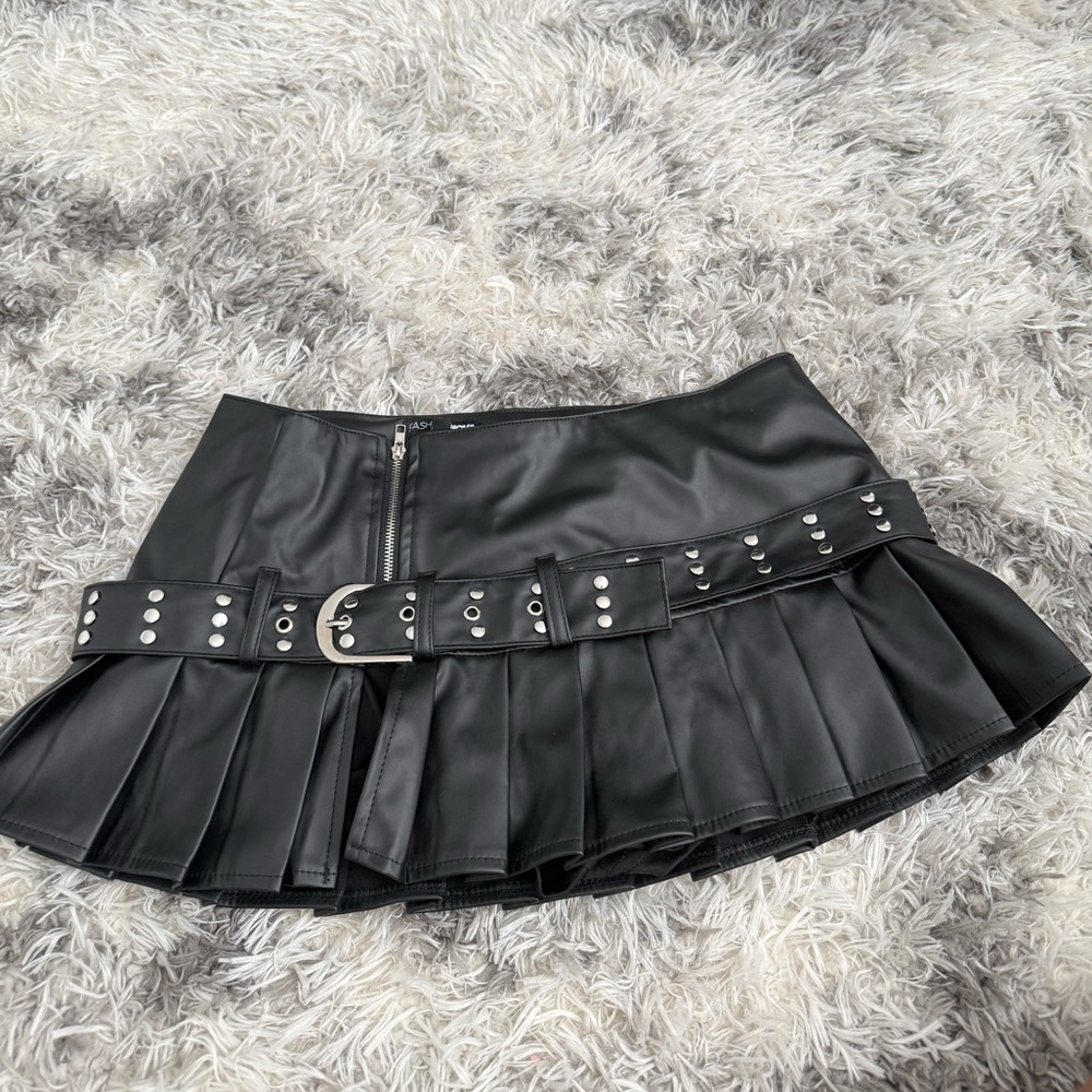 Fashion Nova Black Embellished Skater Mini Skirt